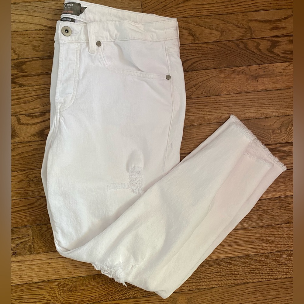 Torrid Classic Denim High-Rise Straight white jeans sz 12